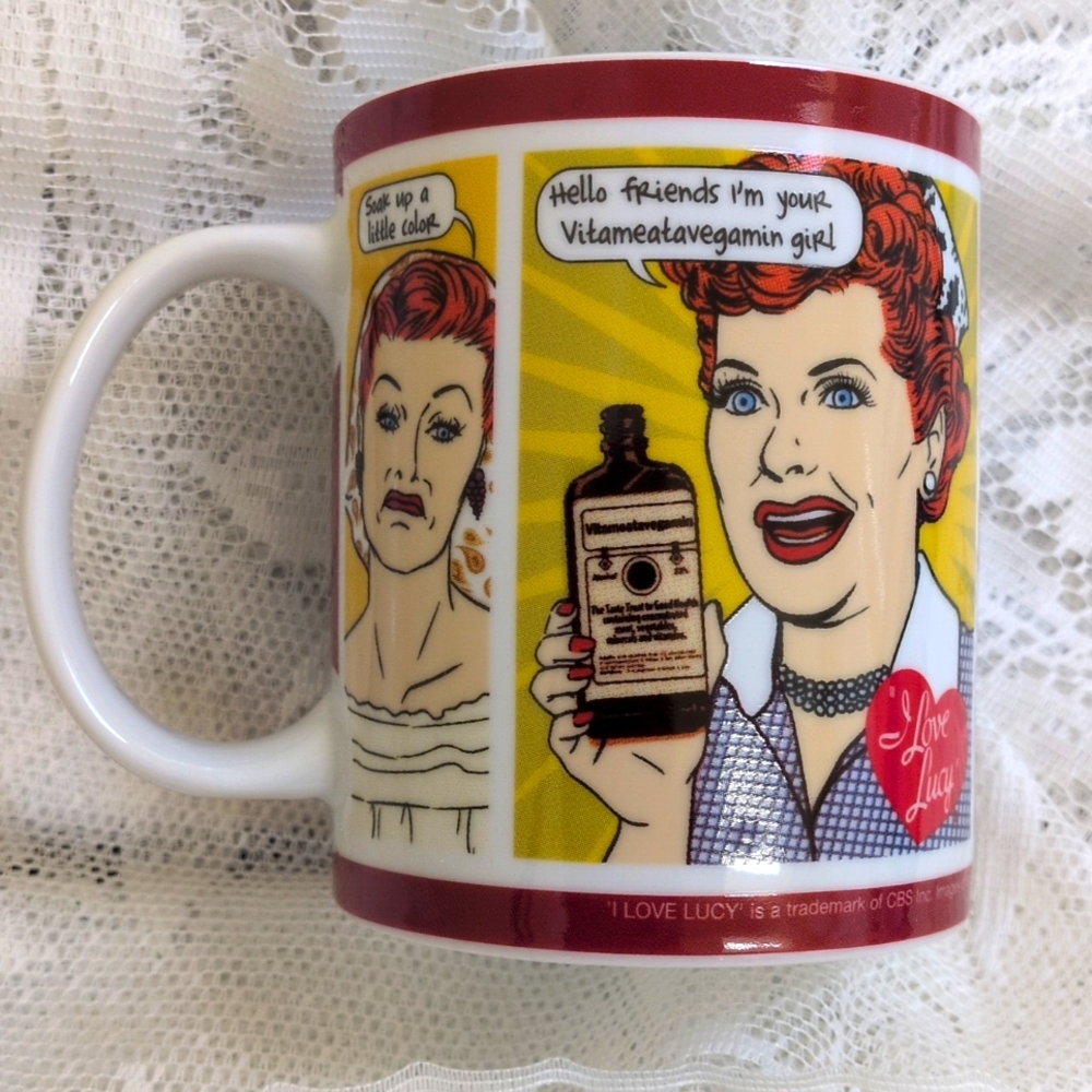 I Love Lucy Coffee/Tea Cup/Mug Color Block 6 Scenes Excellent Condition